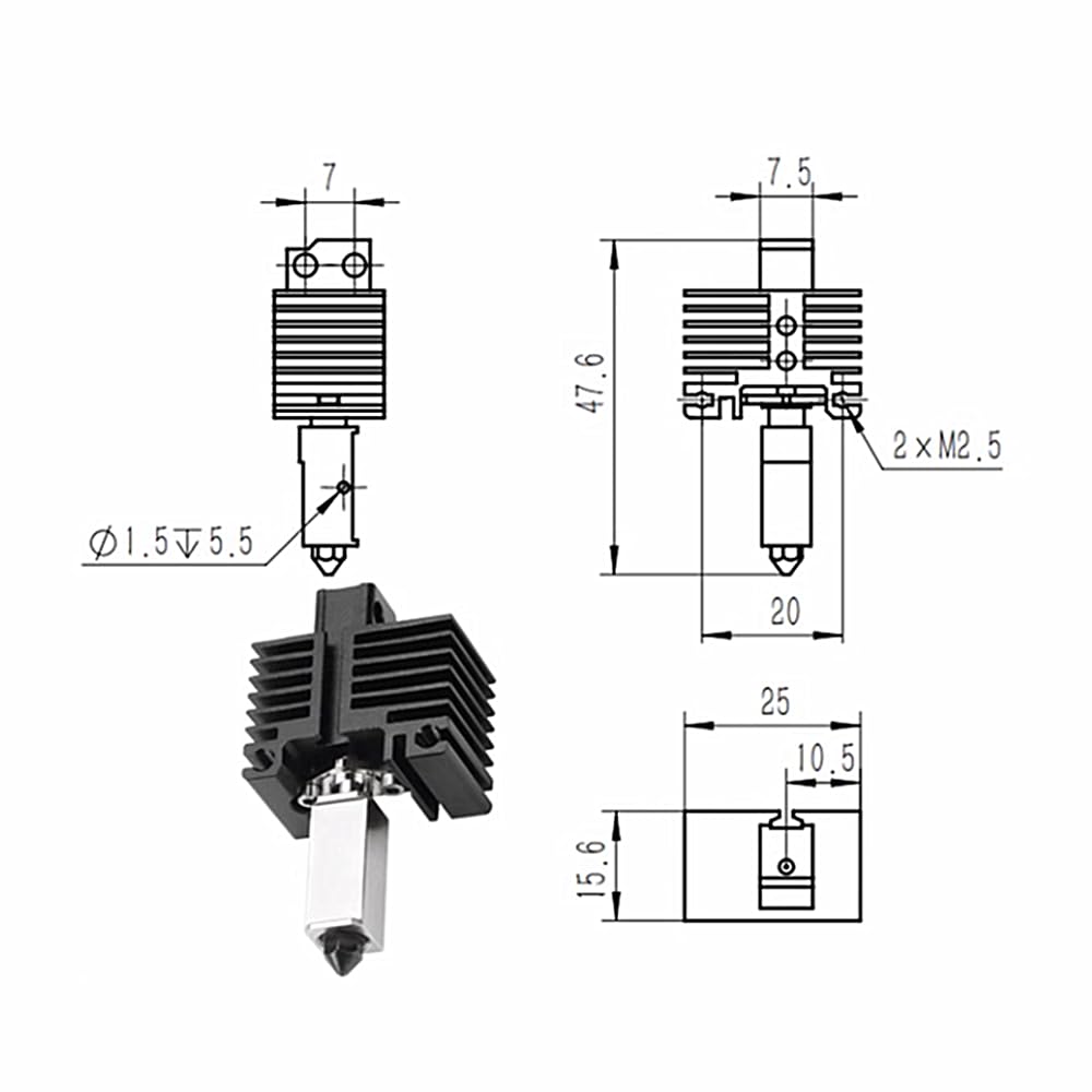 Upgraded 2.0 Hotend With Nozzle for Bambu Lab X1/P1 Series