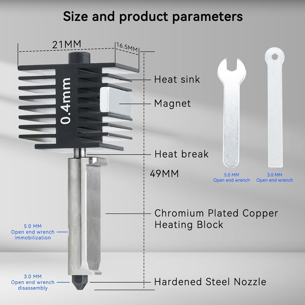 Bambu Lab A1/A1 Mini Hardened Steel Nozzle Hotend kit 2.0 upgrade version