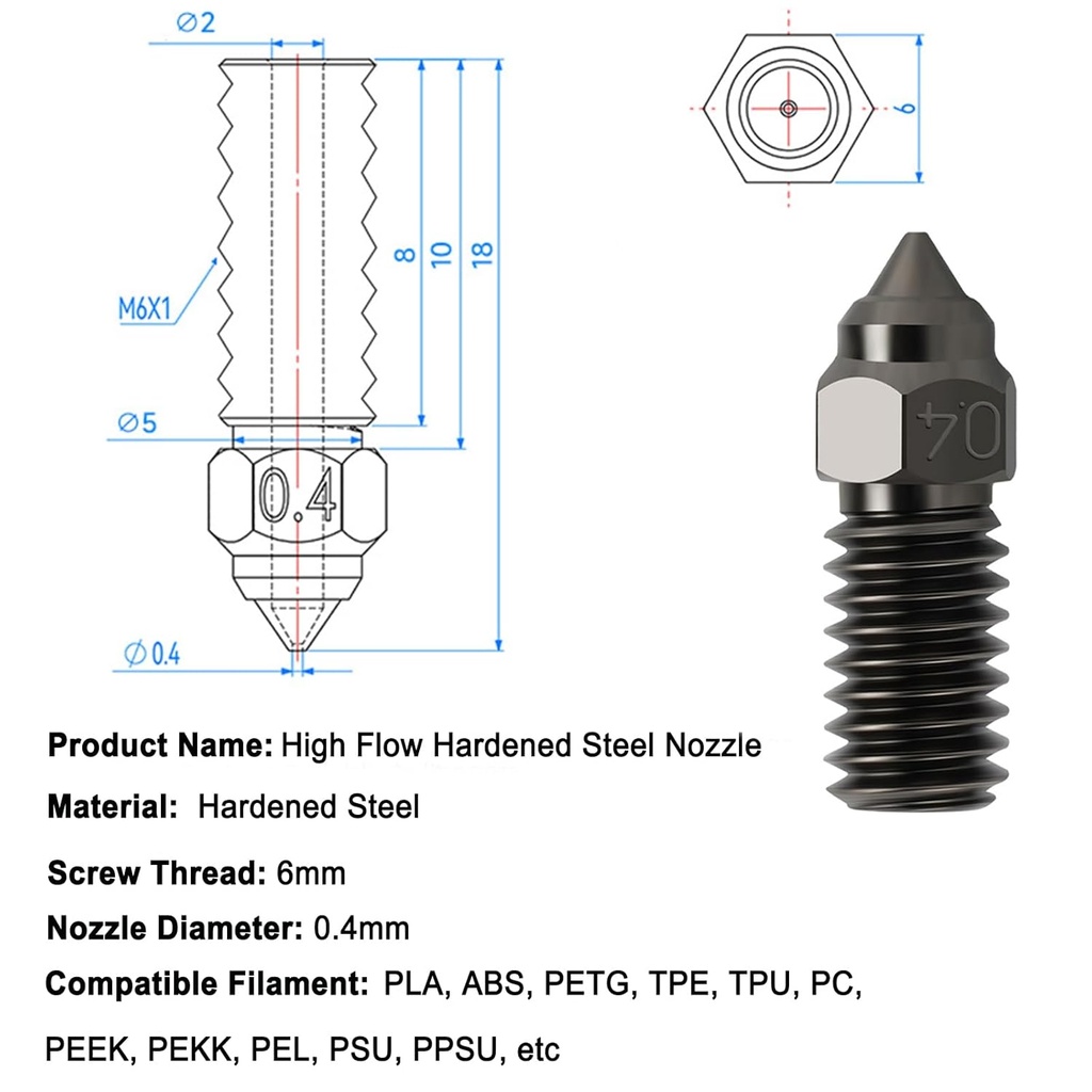 Elegoo Neptune 4 /4 Pro Hardened Steel nozzle in Pakistan